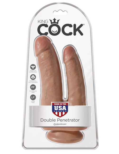 Фаллоимитатор анально-вагинальный загорелый King Cock Double Penetrator