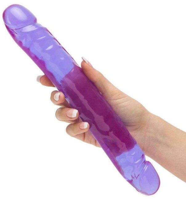 Фаллоимитатор двухголовый 12 фиолетовый Crystal Jellies 12 Jr. Double Dong - Purple
