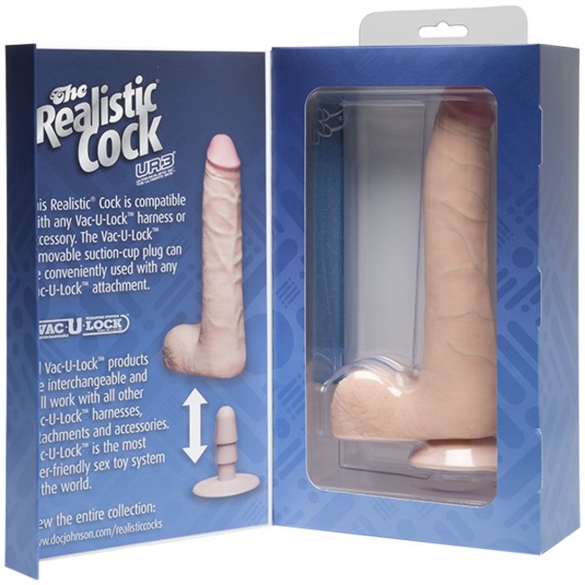 Фаллоимитатор реалистик на присоске 9” телесный съемный Realistic Cock Vac-U-Lock