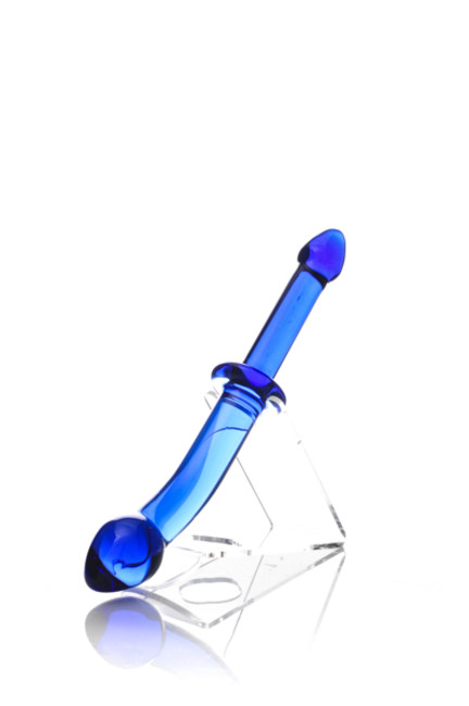 Фаллоимитатор двусторонний Sexus Glass стеклянный, синий, 24 см