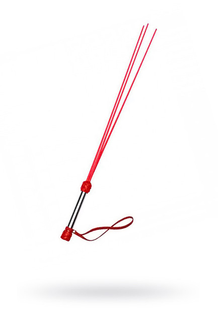 Стек розги с хромированной ручкой и 3 полимерными хлыстами (красный)