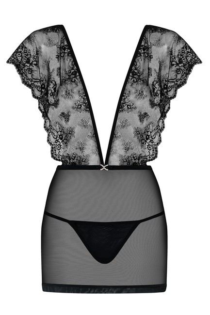 Чёрное прозрачное мини-платье Merossa Chemise LXL (46-48)