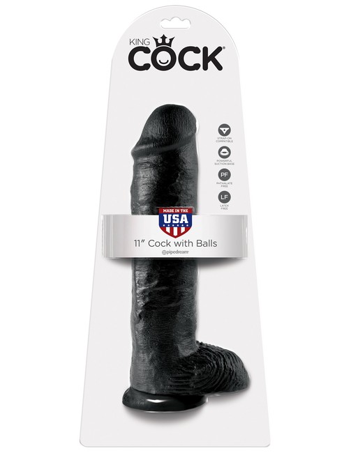 Фаллоимитатор на присоске 11 Cock with Balls черный King Cock