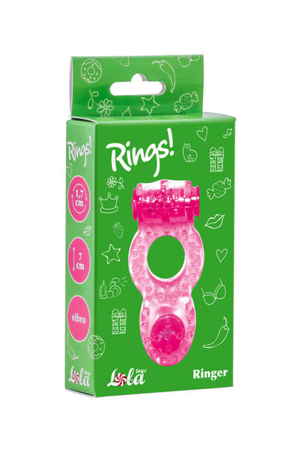 Эрекционное кольцо на член и мошонку с вибрацией Ringer Pink