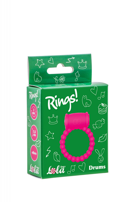 Эрекционное силиконовое кольцо с вибрацией Rings Drums pink