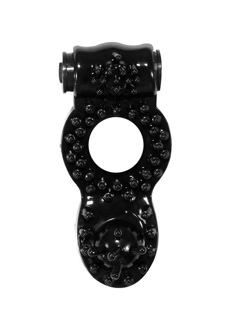 Эрекционное кольцо на член и мошонку с вибрацией Ringer Black