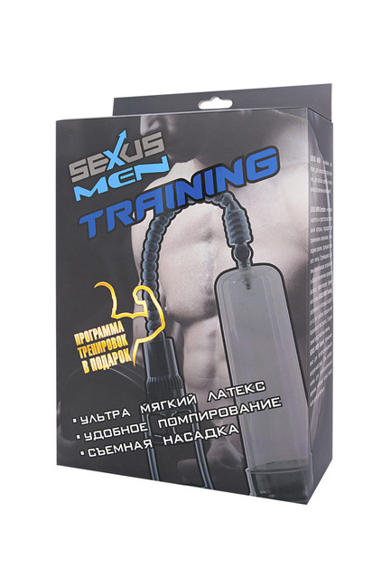 Вакуумная помпа с насадкой Sexus Men Training (20 см , черно-прозрачный )