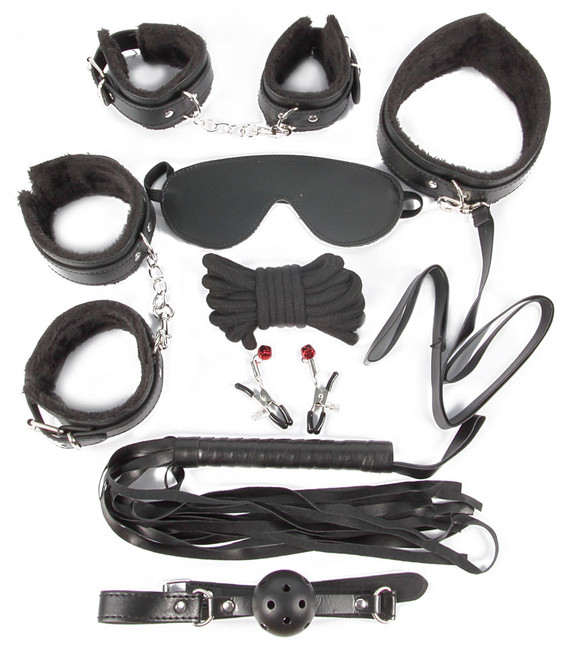 Комплект для BDSM игр (8 предметов) черный