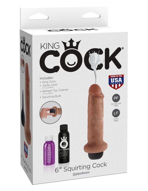 Фаллоимитатор с функцией эякуляции загорелый King Cock 6 Squirting Cock Tan