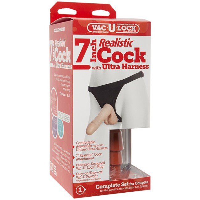 Реалистичный страпон с трусиками и плагом Vac-U-Lock™ Set - 7 Realistic Ultra Harness - Vanilla