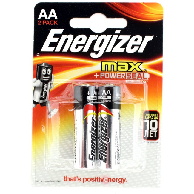 Батарейка щелочная ENERGIZER MAX LR6 (AA) 1.5В (2 шт)
