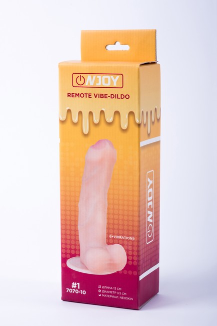 Реалистичный вибратор на присоске из кибер-кожи с выносным пультом Onjoy Remote Vibe-Dildo #1 (10 режимов)