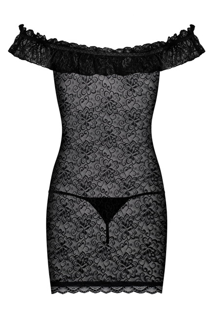 Черное платье с открытыми плечами и вырезом на груди с украшением Diamond Chemise LXL (46-48)