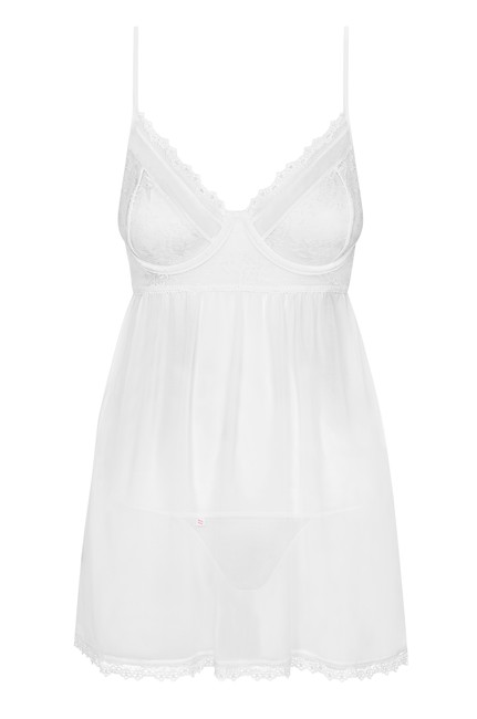 Белая прозрачная сорочка на косточках Favoritta Babydoll LXL (46-48)