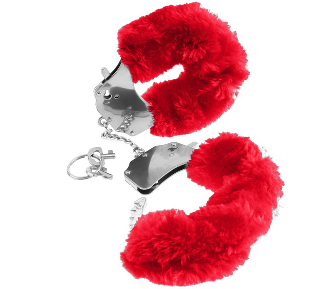Металлические наручники с красным мехом Original Furry Cuffs
