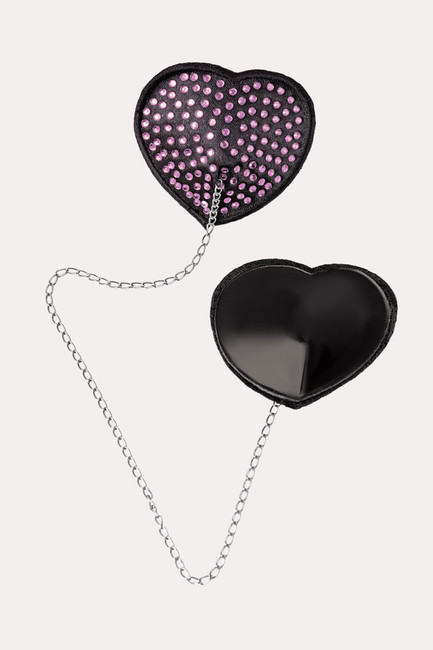 Пэстис Erolanta Lingerie Collection в форме сердец со стразами и цепочкой, черно-розовые