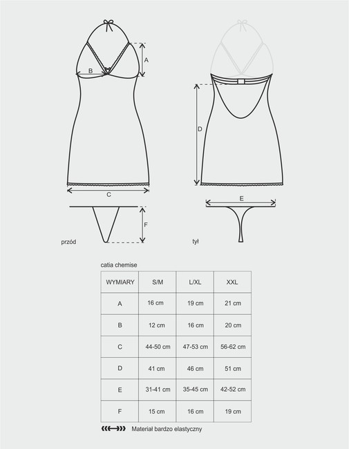 Черная гипюровая сорочка Catia Chemise SM (42-44)