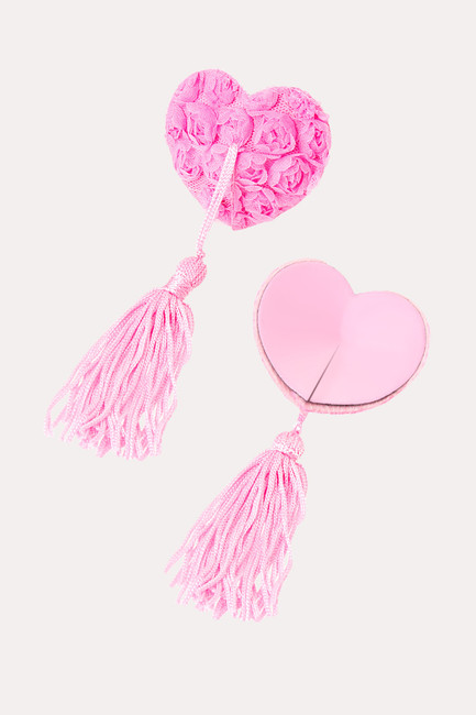 Пэстис Erolanta Lingerie Collection в форме сердец с розами и кисточками, розовые