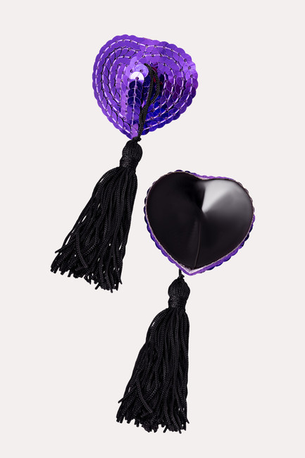Пэстис Erolanta Lingerie Collection в форме сердец с кисточками, фиолетово-черные