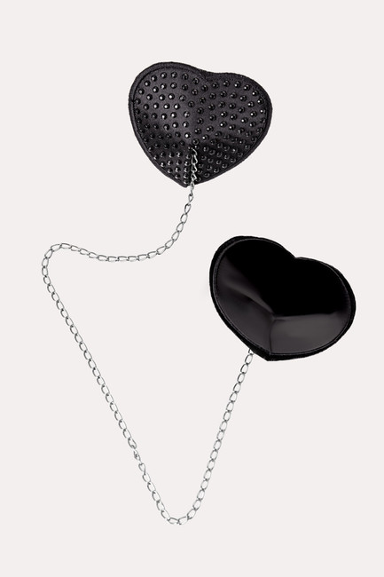 Пэстис Erolanta Lingerie Collection в форме сердец со стразами и цепочкой, черные