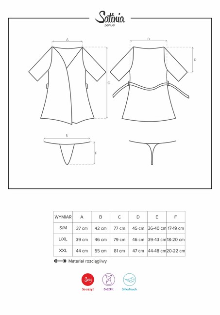 Серый атласный халатик с кружевом на рукавах Satinia Robe SM (42-44)
