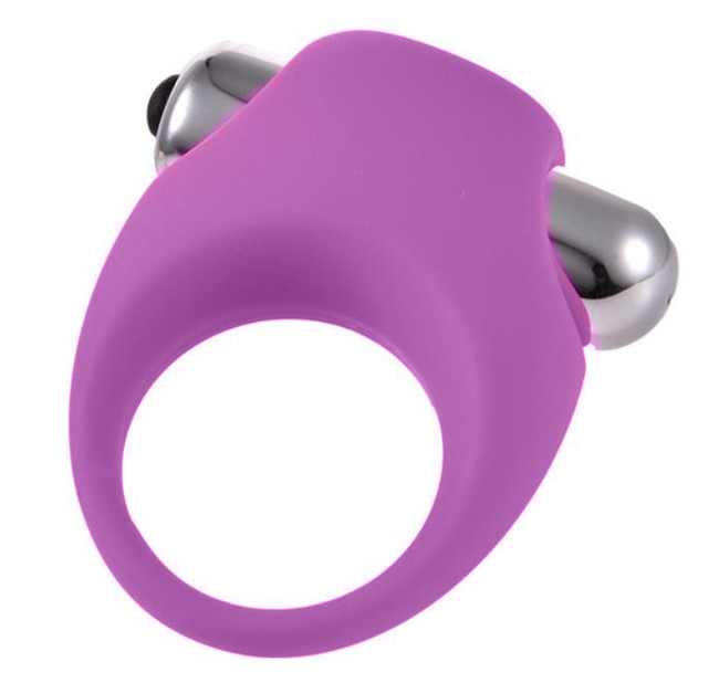 Эрекционное кольцо силиконовое с вибрацией Onjoy Silicone Collection (фиолетовый)