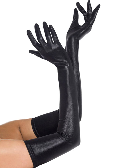 Чёрные виниловые перчатки Госпожи (42-48)