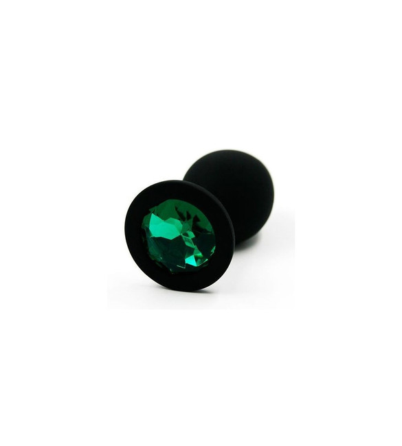 Средняя черная пробка с зелёным кристаллом ONJOY Silicone Collection