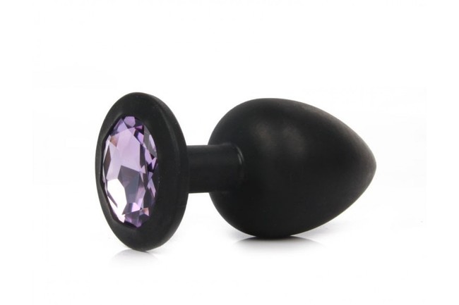 Маленькая черная пробка с нежно фиолетовым кристаллом ONJOY Silicone Collection