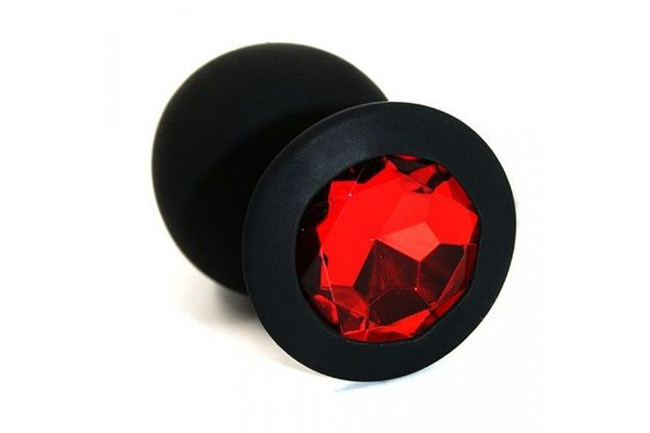 Средняя черная пробка с красным кристаллом ONJOY Silicone Collection