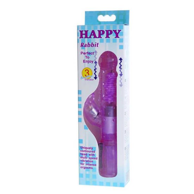Вибромассажер Happy Rabbit с вращательно-поступательной стимуляцией, фиолетовый