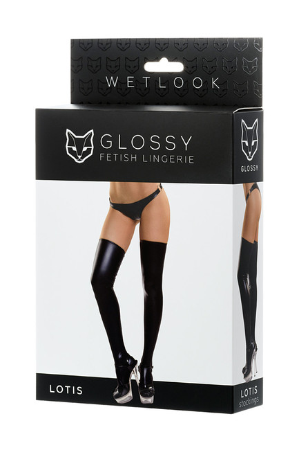 Чулки Glossy Lotis из материала Wetlook XL (48)
